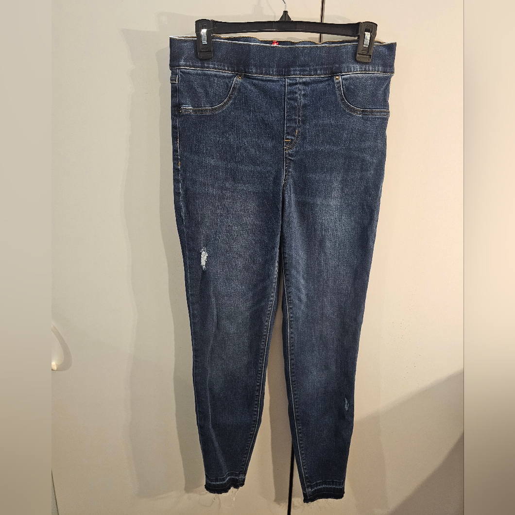 Spanx Blue Skinny Jeans With Natural Distressing